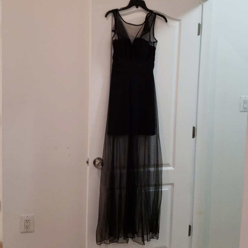 Black Gown with Sheer Paneling